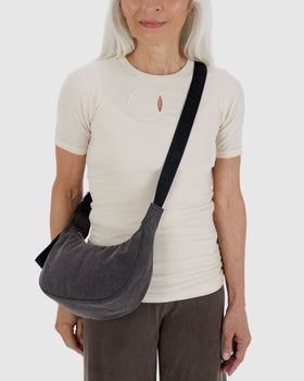 Small Denim Crescent Bag